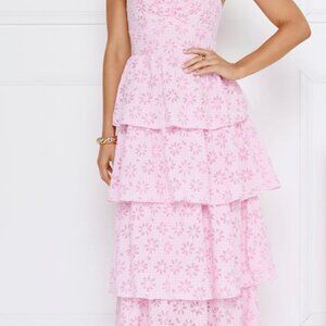 Hello Molly Pink Ruffle Maxi dress NWT